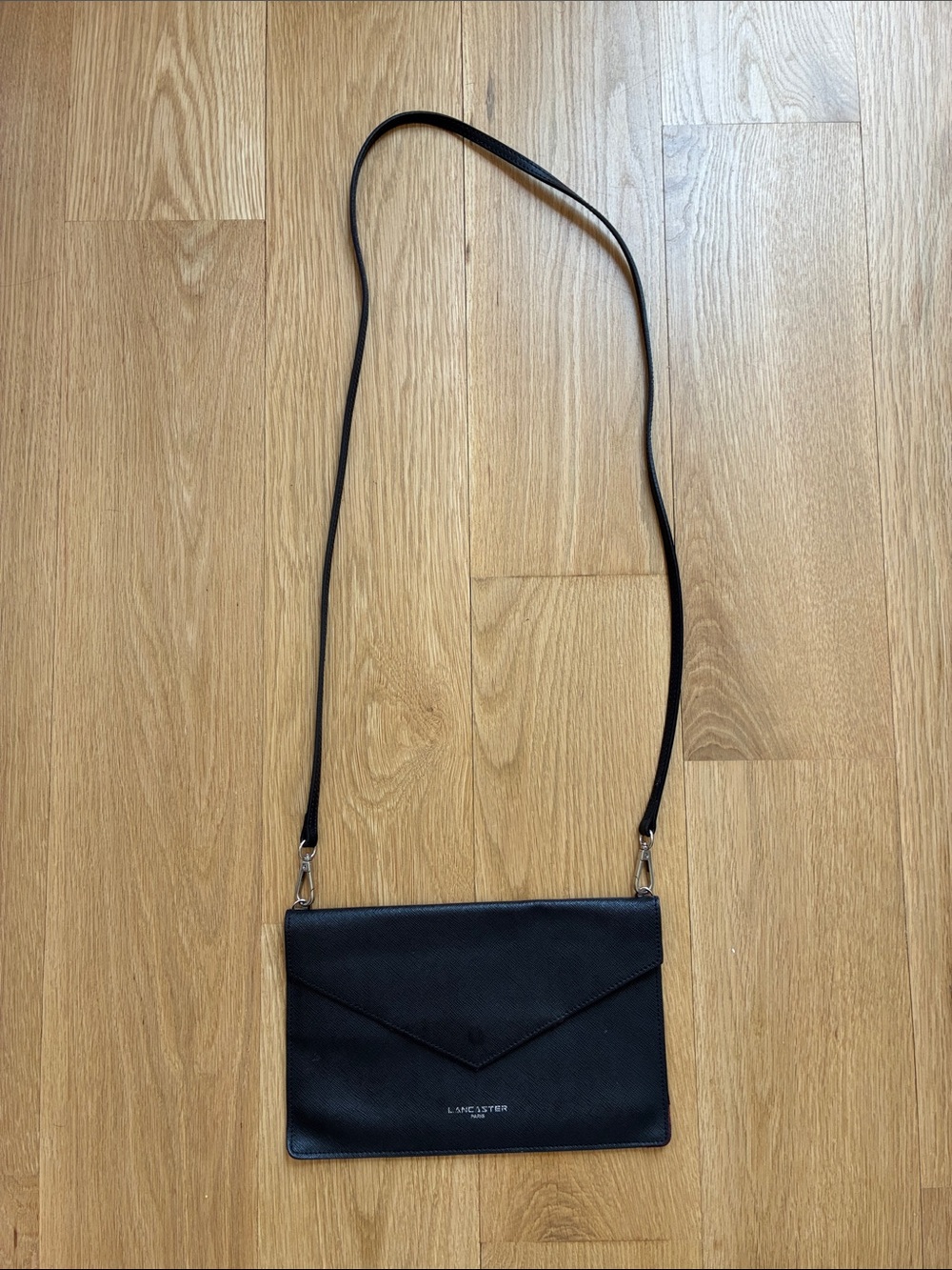 Classic Black Leather Crossbody Envelope Bag